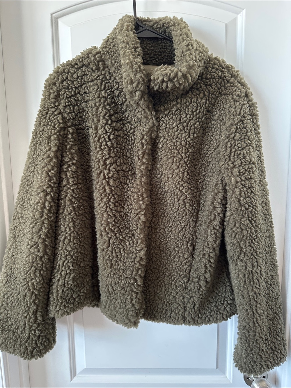 Women's Olive Faux Shearling Coat